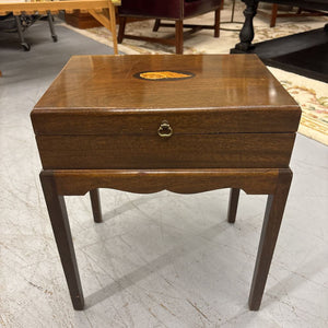 Antique Mahogany Inlaid Box on Stand End Table