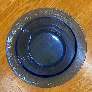 Blue Clear Glass Salad Bowl