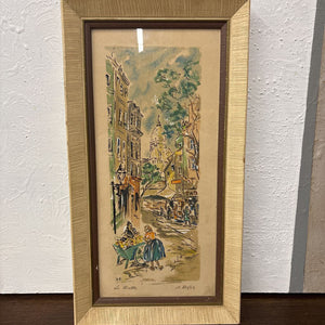Vintage Framed " La Butte" by B. Dyer Art Print