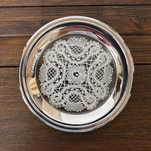 Belgium Handmade Lace Displayed in Silver Platted Wall Display
