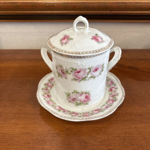 Vintage Bavaria Porcelain Condensed Milk Lidded Dish & Plate