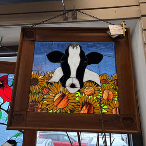 "Anybody Home?" Stained Glass in Wooden frame by Bonita Bell