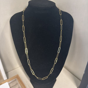 Gold Plated "Paper-Clip" Chain Link Italian Made Necklace