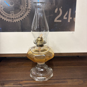 Vintage Clear & Amber Glass Oil Lamp