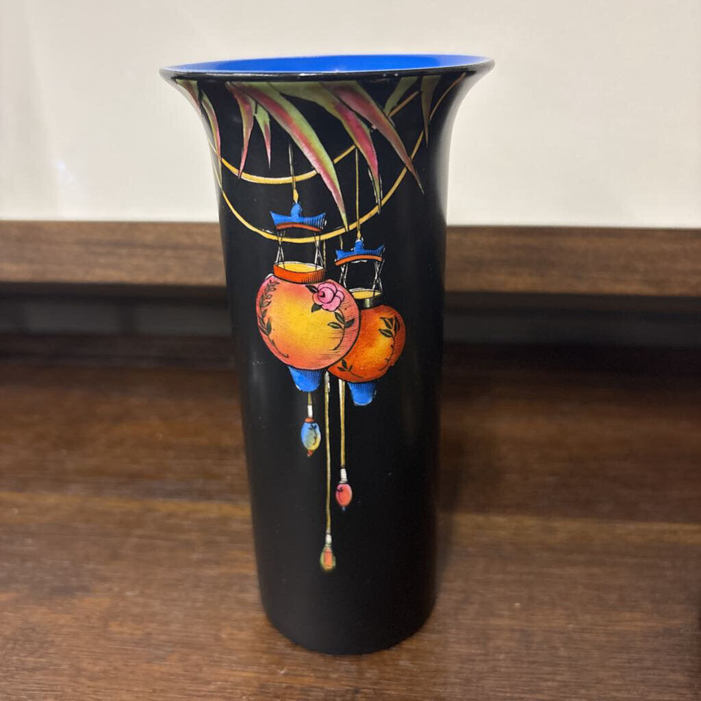 CROWN DUCAL (England) Hand Painted Chinese Lantern Vase