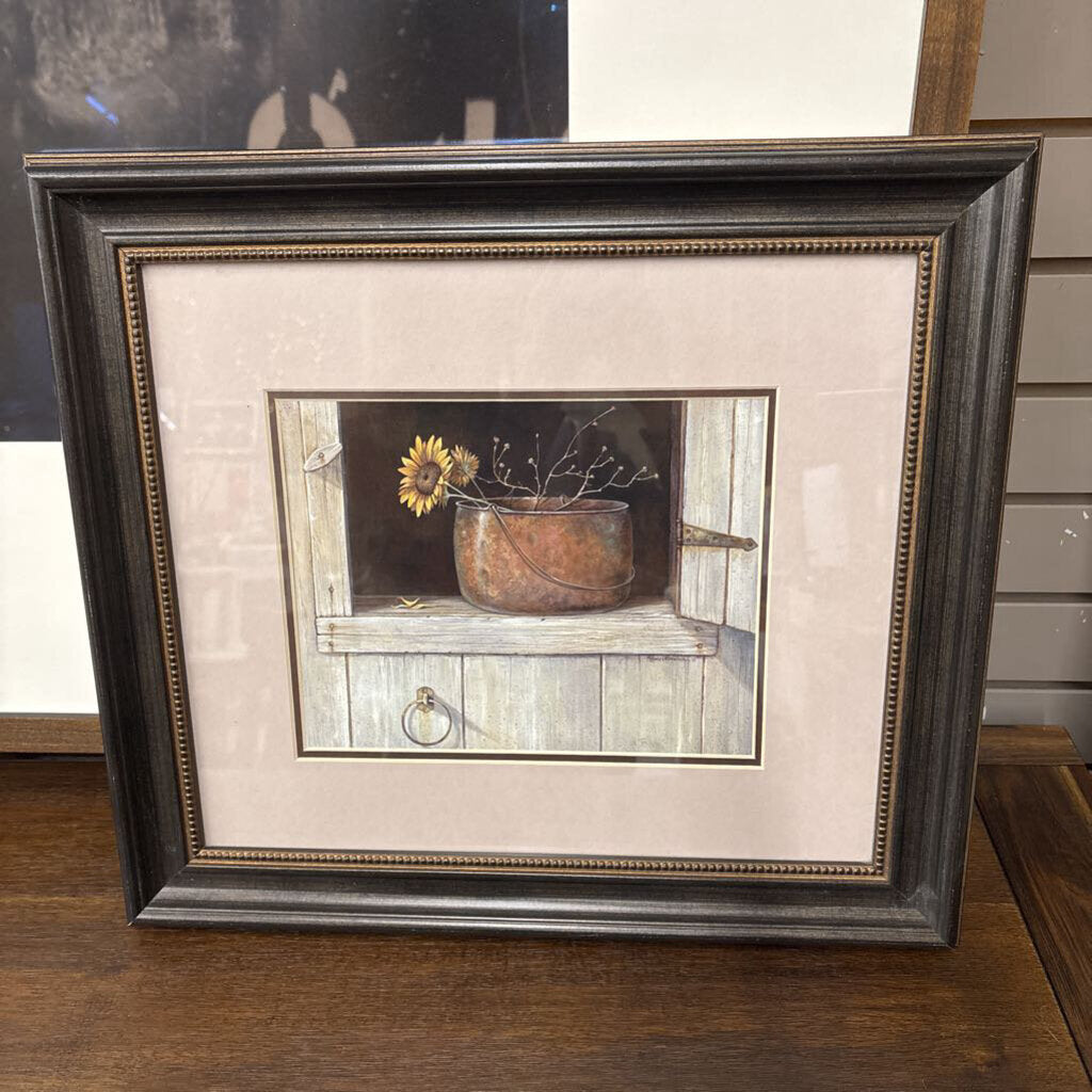 Framed Print "Sunflower & Copper" by Ruane Manning