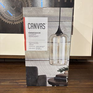 Emerson 1-Light Glass Pendant W Black Finish