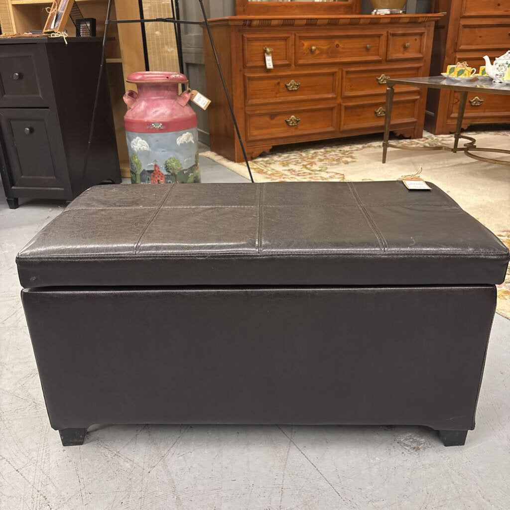 Brown Faux Leather Storage Bench