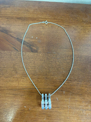 Pink Topaz Necklace "Trio" - Silver Spacer