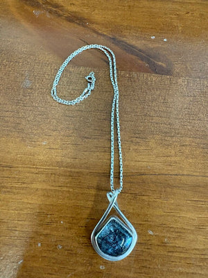 Rutilated Quartz w Black Tourmaline - Silver Necklace