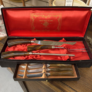 Vintage Sheffield Knife Carving & 6 Steak Knife Set