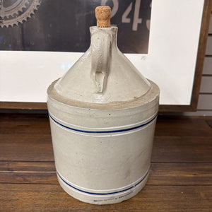 Vintage Toronto Pottery Co. Beige & Blue Striped Crock Jug
