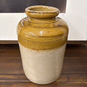 Vintage Mustard & Beige Crock Jug