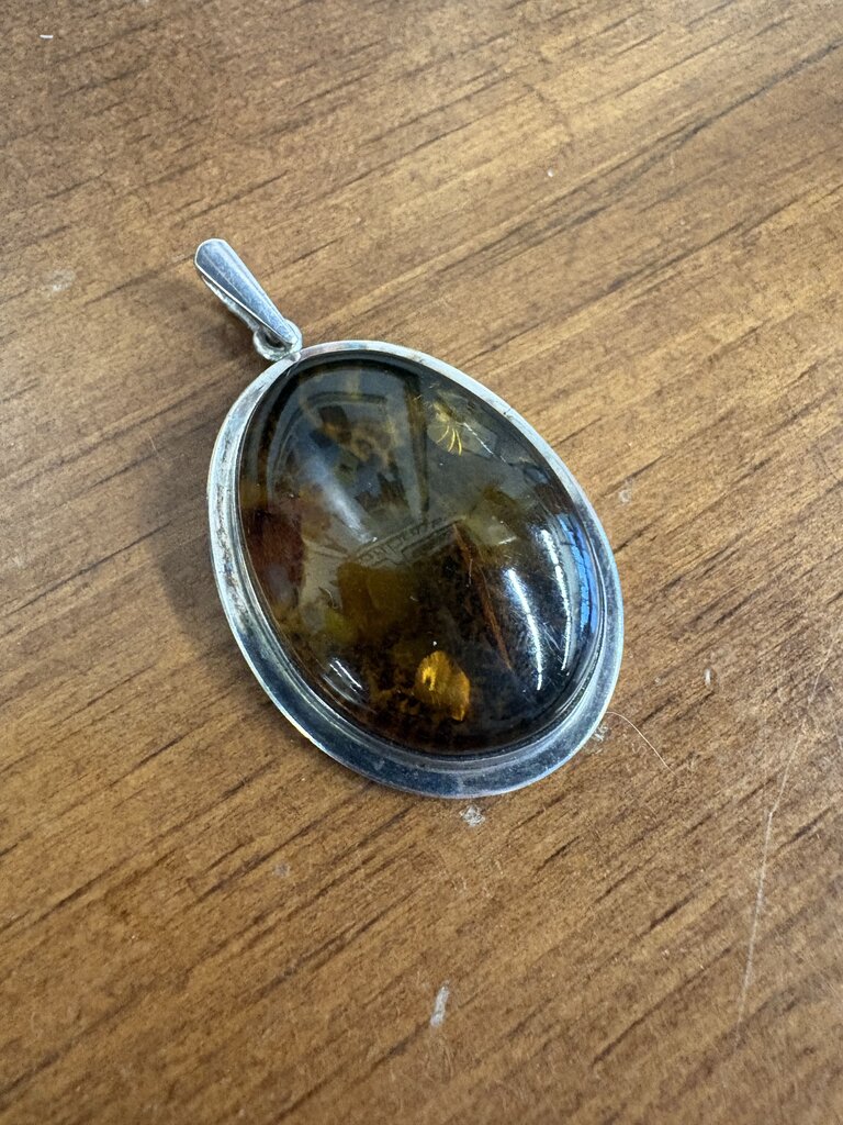 Sterling Amber Pendant