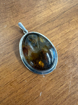Sterling Amber Pendant