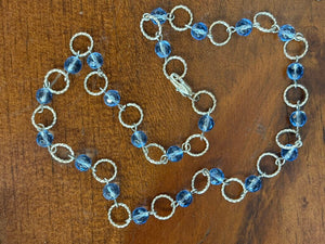 Pale Blue & Silver Beaded Necklace