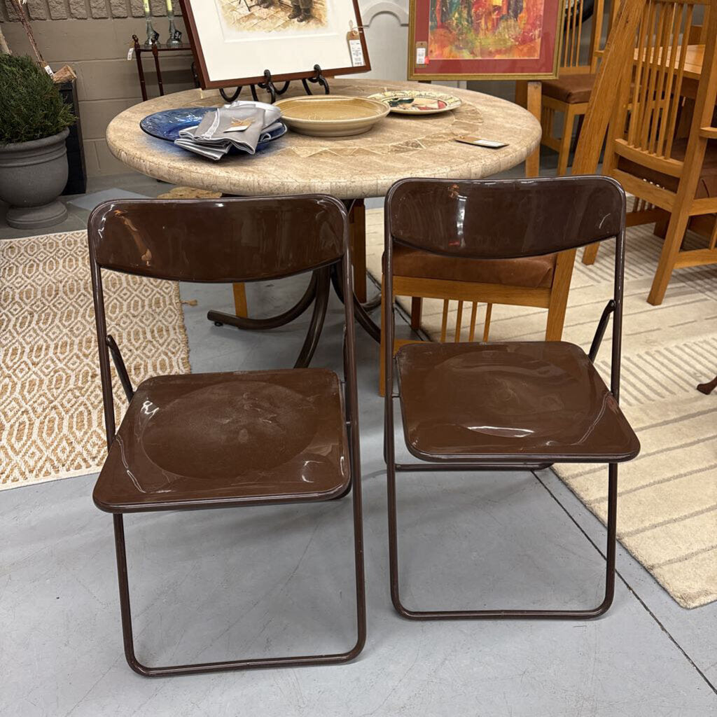 Brown Plastic Folding Chair - PAIR