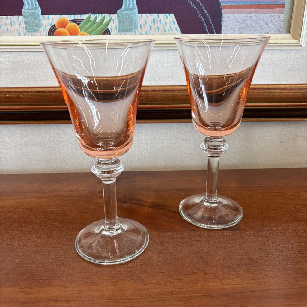Set of 2 Kim Seybert Ophelia Blush Pink Glass Goblets