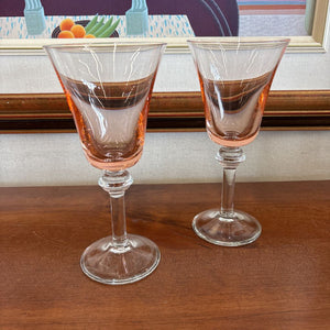 Set of 2 Kim Seybert Ophelia Blush Pink Glass Goblets
