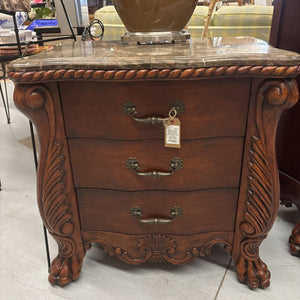 Pheasant Run - Cherry Bedside Table/Dresser w Marble Top
