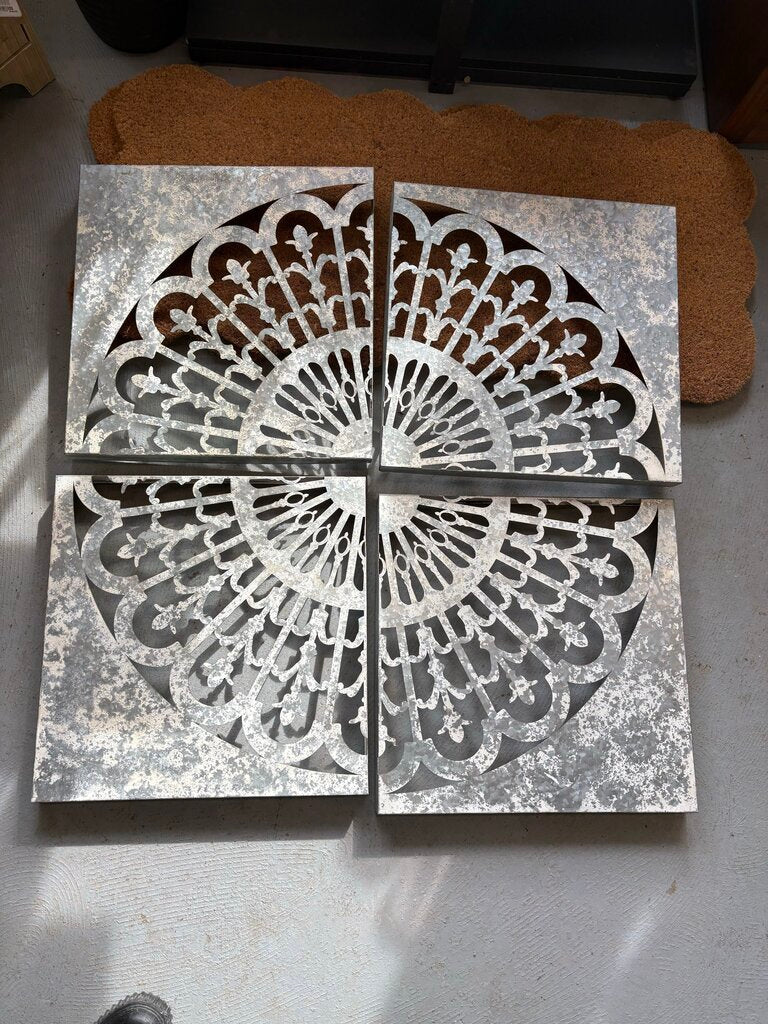 4pc Galvanized Metal Mandala Wall Decor