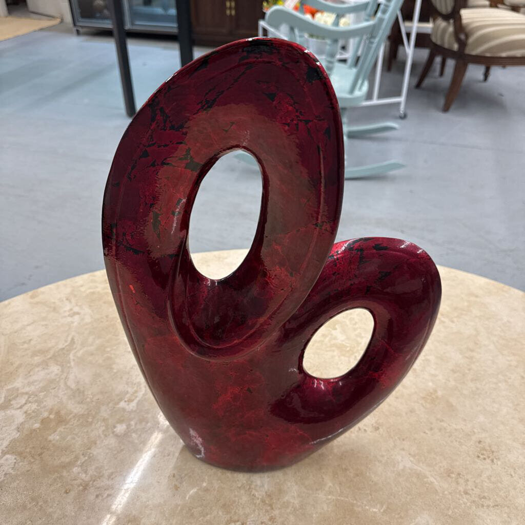 Red Lacquer Ceramic Decor Piece