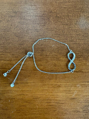 Silver Adjustable Rhinestone Infinity Bracelet