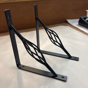 SET of 2 Black Metal Shelf Brackets