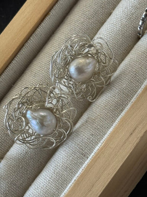 "Robins Nest" Fresh Water Pearl Earrings - Local Artist