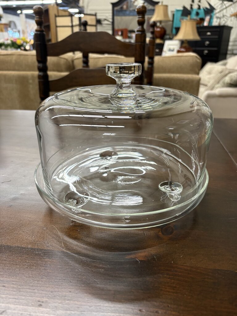 Glass Footed Covered Cake Plate