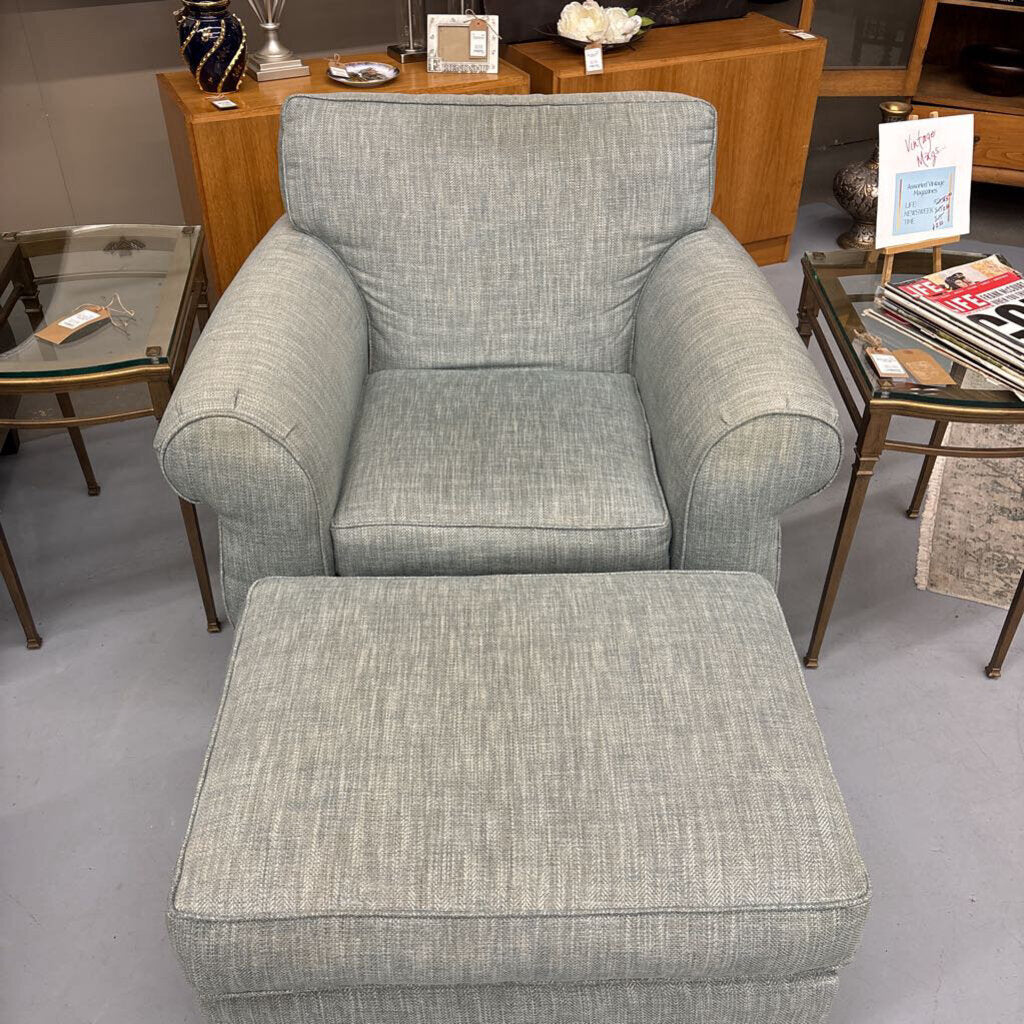 Large Fabric Arm Chair & Ottoman