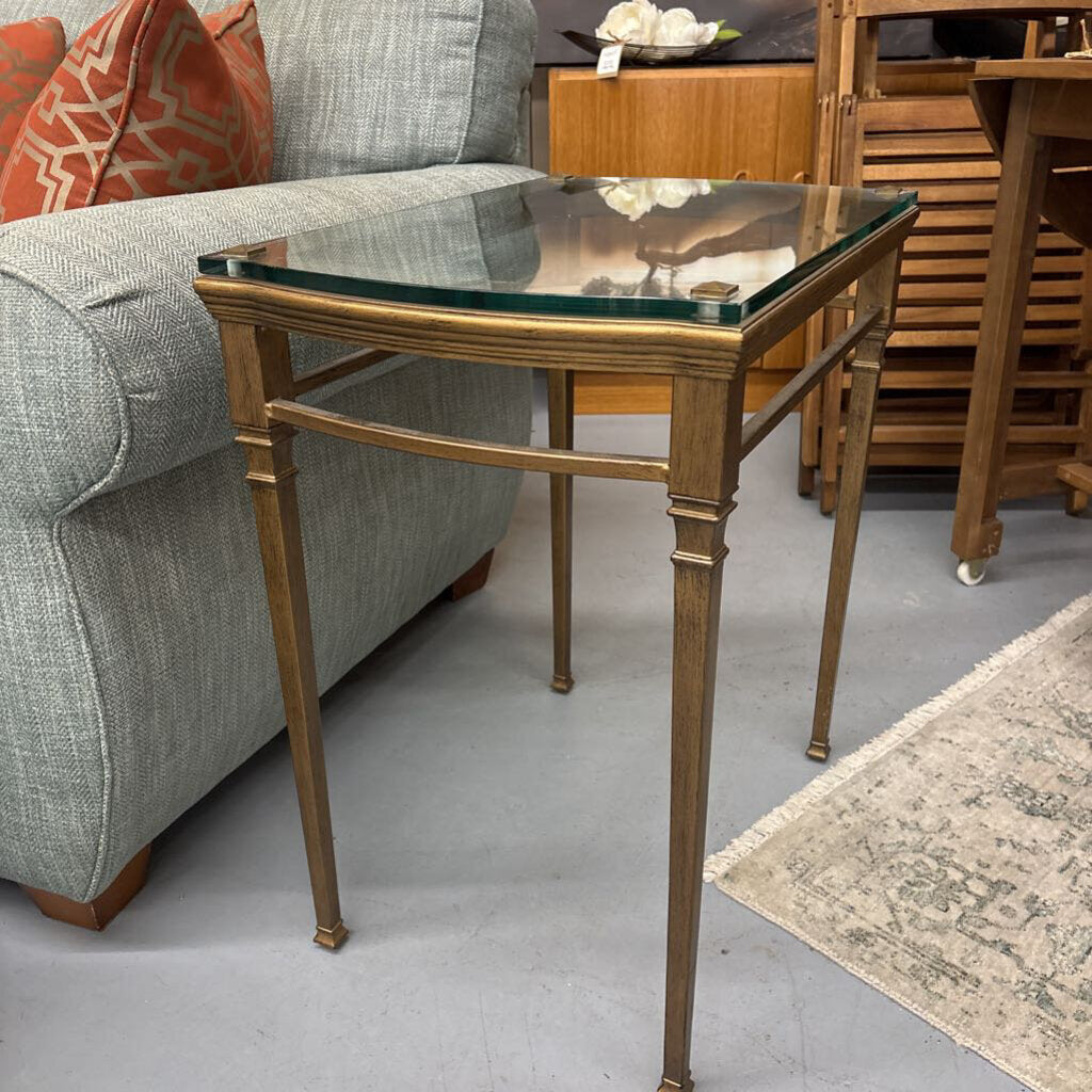 Brass Side Table w Bevelled Glass