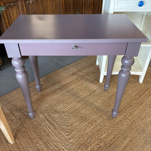 Lavender Desk w Locked Drawer, Turned Legs