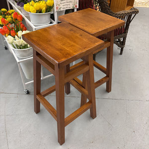 Bar Ht. Wood Stools - PAIR