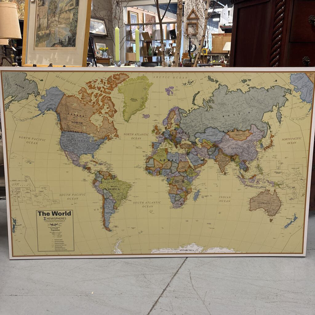 World Map Poster on Board