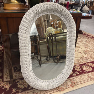 Vintage Oval Wicker Mirror