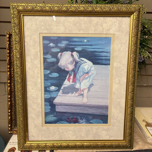 Framed Print "Little Girl at The Lake" by Nancy Cole