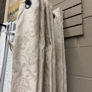 Pair Taupe Floral Curtains