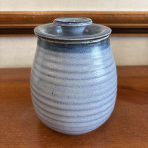 Small Handcrafted Blue Pottery Cannister