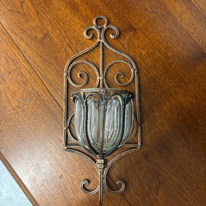 Vintage Style Glass Candle Holder Wall Sconce