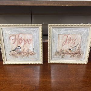 PAIR of Joy & Hope Chickadee Art Prints