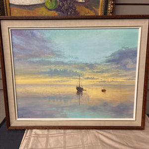 Original Boat On Water Oil Painting by Lucy Poscente, Thornhill ON