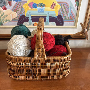 Basket of 10 Handspun Balls of Wool/ w Spinner