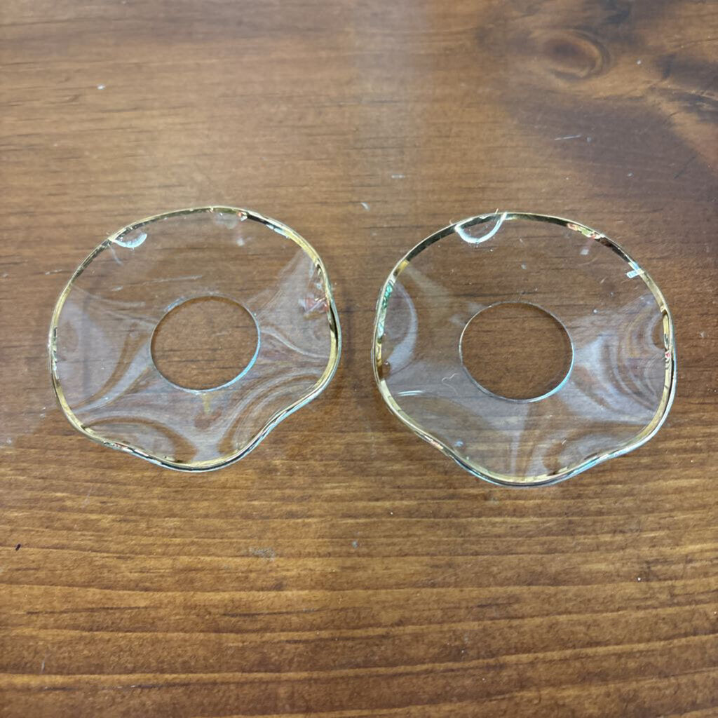 Set of Two Candle Drip Protectors w Gold Trim