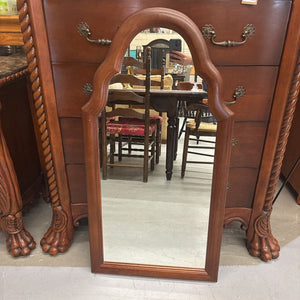 Antique Mirror w Rounded Top - Maple Frame