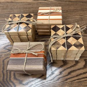 Handcrafted 4 Wood Coaster Set - LOCAL ARTIST KEN PARR