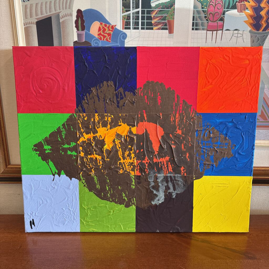 Abstract Kiss Painting Signed by Artist Corey Ceccarelli
