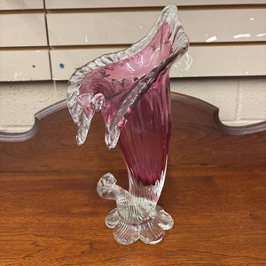 Vintage Cranberry Glass Jack in the Pulpit Cornucopia Twist Vase