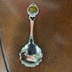 Vintage Silver Plated Spoon w Gemstone