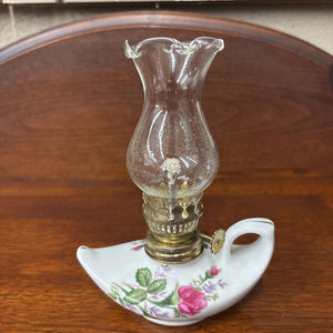 Miniature Porcelain & Floral Oil lamp